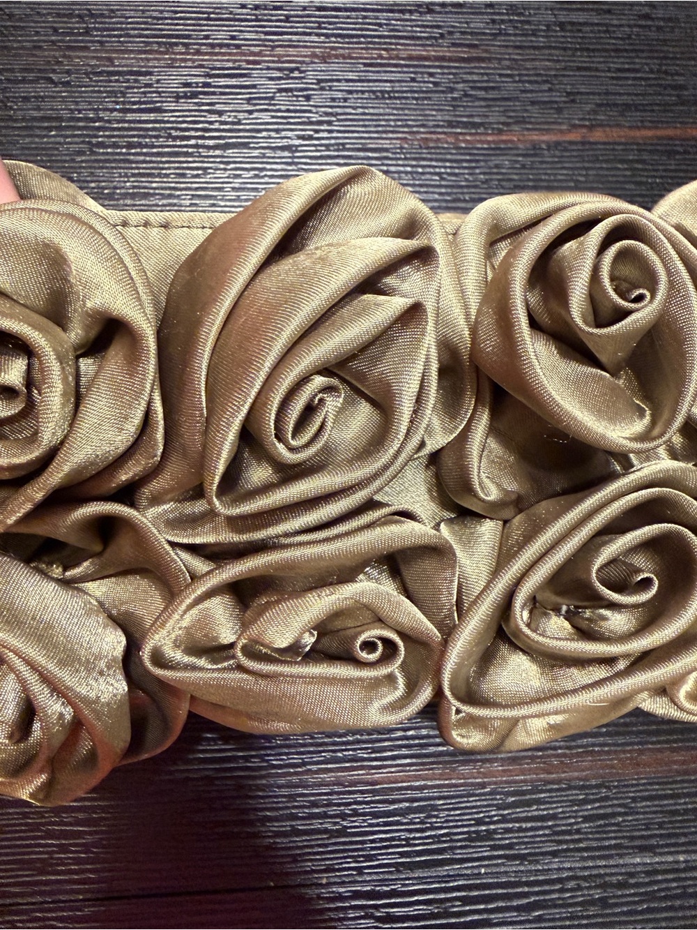 Olive Rosette Wristlet with Bangle handle